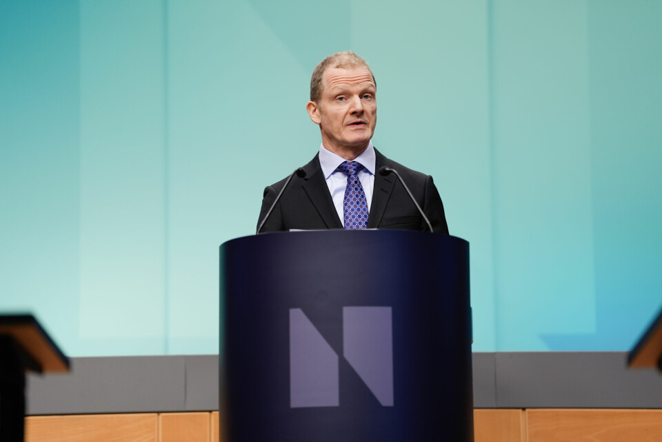 Oslo 20250508. Visesentralbanksjef Pål Longva innleder om rentebeslutningen fra Norges Banks komité for pengepolitikk og finansiell stabilitet. Foto: Lise Åserud / NTB Settes renten ned for tidlig, kan prisene fortsette å stige raskt, sier visesentralbanksjef Pål Longva. Foto: Lise Åserud / NTB