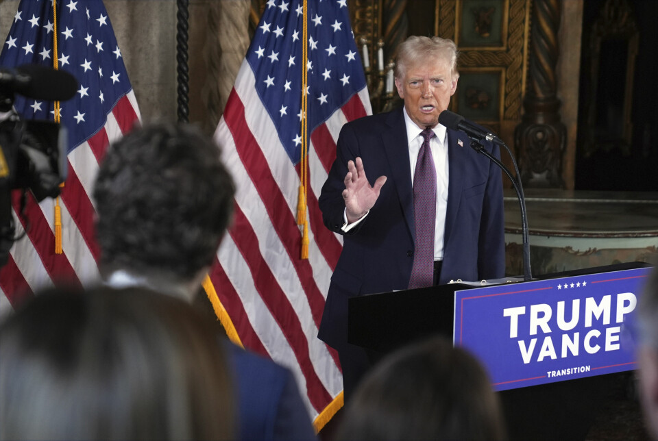 Påtroppende president Donald Trump på tirsdagens pressekonferanse i Florida, hvor han gjentok sitt ønske om kontroll over Grønland og Panamakanalen. Påtroppende president Donald Trump på tirsdagens pressekonferanse i Florida, hvor han gjentok sitt ønske om kontroll over Grønland og Panamakanalen. Foto: Evan Vucci / AP / NTB
