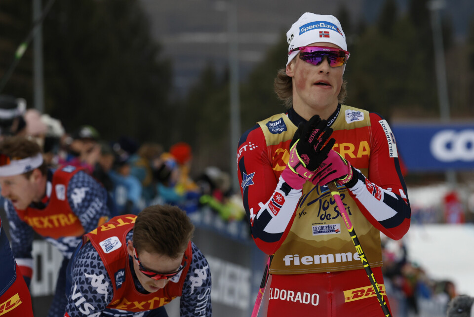 Johannes Høsflot Klæbo er tilbake i verdenscupen. Her under Tour de Ski. Foto: Johannes Høsflot Klæbo er tilbake i verdenscupen. Her under Tour de Ski. Foto: Alessandro Trovati / AP / NTB