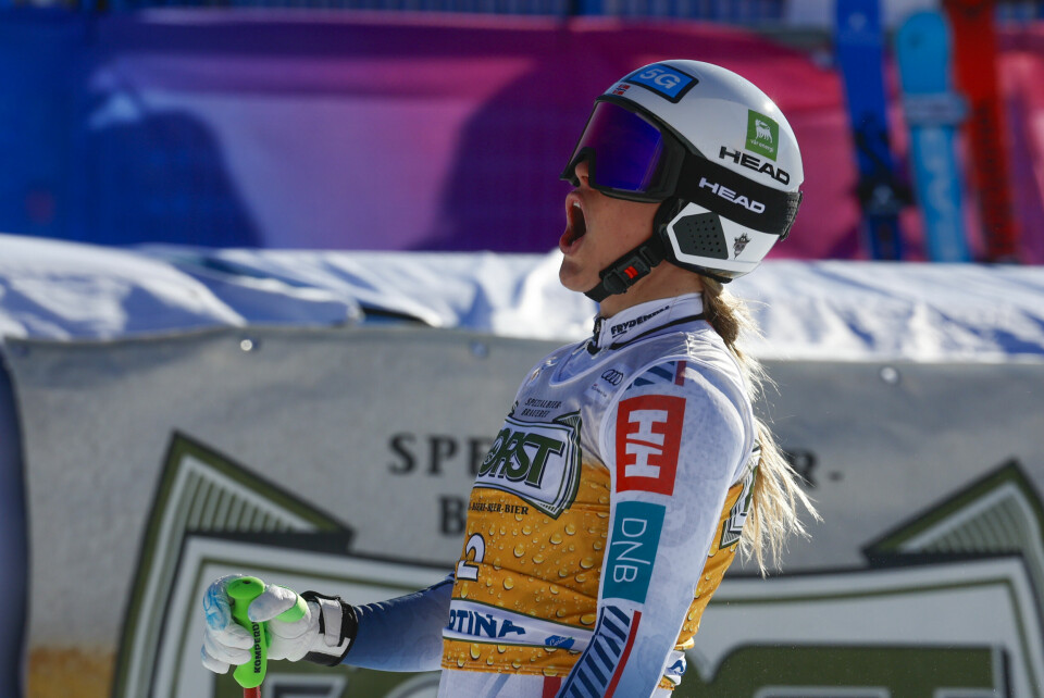 Kajsa Vickhoff Lie kunne juble etter 2.-plassen i Cortina. Kajsa Vickhoff Lie kunne juble etter 2.-plassen i Cortina. Foto: Alessandro Trovati / AP Photo / NTB.