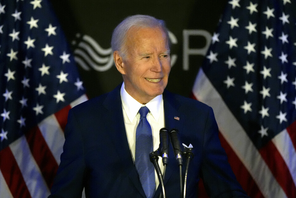 USAs tidligere president Joe Biden holder tale i Chicago i april. USAs tidligere president Joe Biden holder tale i Chicago i april. Foto: AP / Nam Y. Huh / NTB