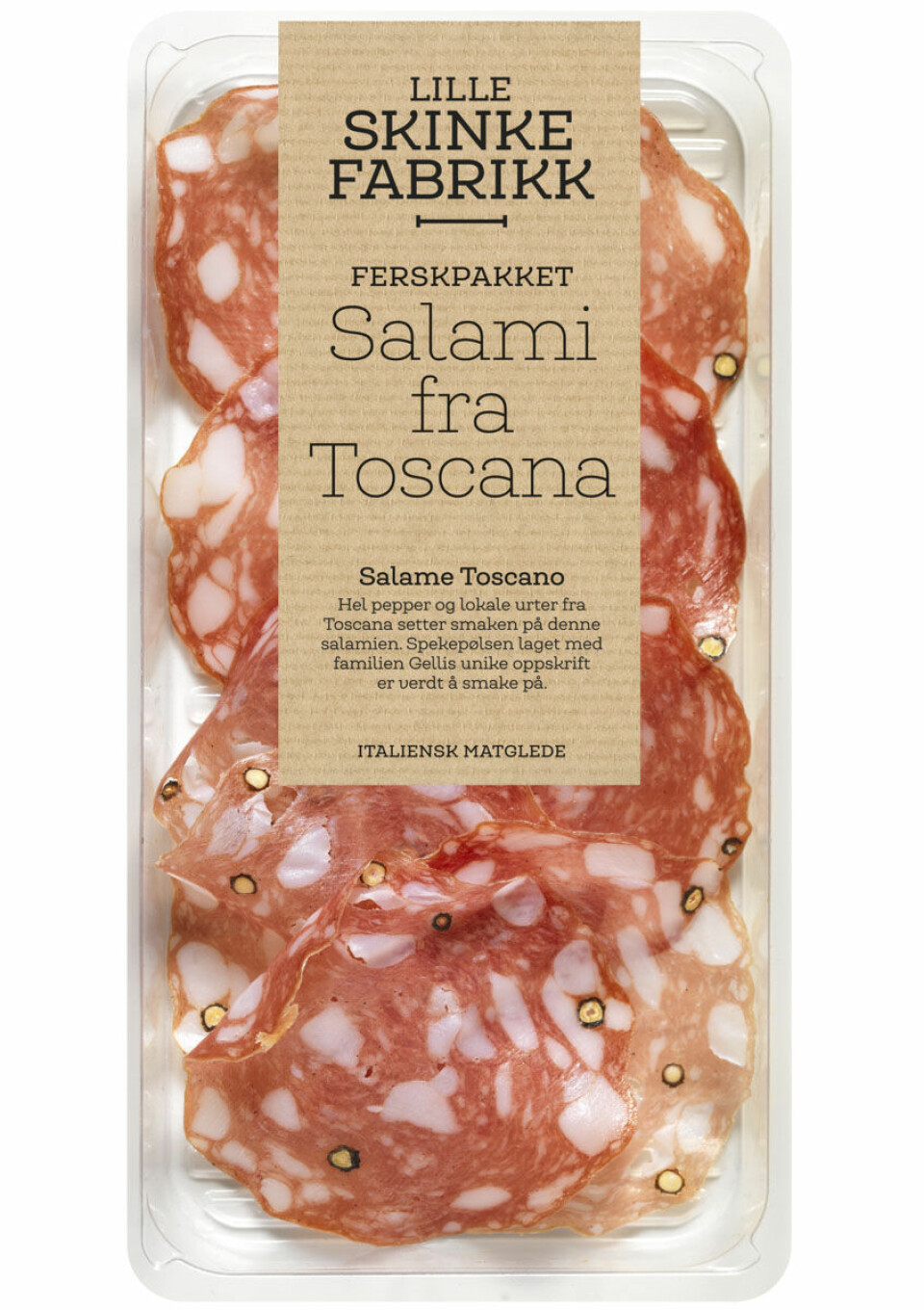 Taga Food AS tilbaketrekker produkt Toscana Salami 60 g med holdbarhetsdato 03.05.2025 på grunn av funn av salmonella. Taga Food AS tilbaketrekker produkt Toscana Salami 60 g med holdbarhetsdato 03.05.2025 på grunn av funn av salmonella. Foto: Taga Food / Handout / NTB