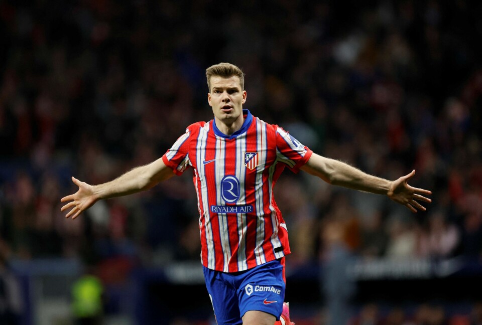 Alexander Sørloth jubler for scoring da han kom inn fra benken og berget et poeng for Atletico Madrid lørdag Alexander Sørloth jubler for scoring da han kom inn fra benken og berget et poeng for Atletico Madrid lørdag