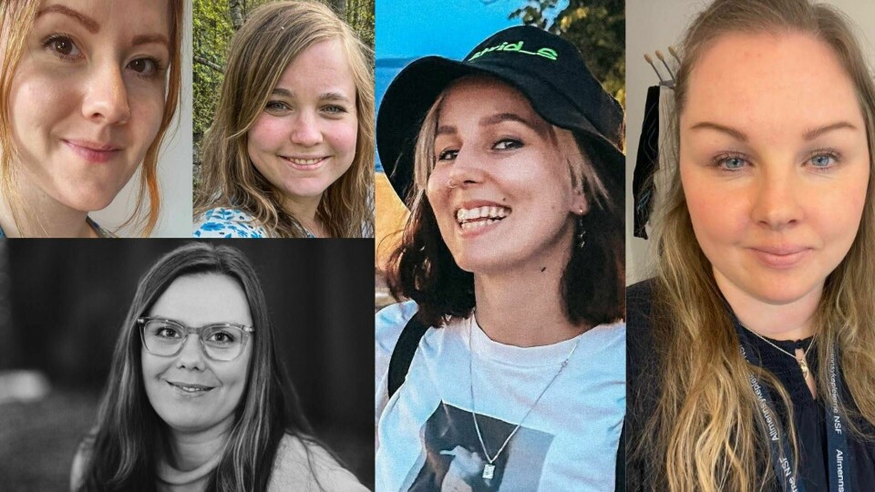 Øverst f.v: Therese Sofie Thørnquist , Ida-Christine Vigeland, Alexandra Flaa og Natalia Lund (allmennsykepleier,Amming over ett). Nederst t.v: Lisa Gabrielsen Nybrott (styreleder i Ammefri – råd og rettigheter).(Privat/Tuva Kleven) Øverst f.v: Therese Sofie Thørnquist , Ida-Christine Vigeland, Alexandra Flaa og Natalia Lund (allmennsykepleier, Amming over ett). Nederst t.v: Lisa Gabrielsen Nybrott (styreleder i Ammefri – råd og rettigheter).