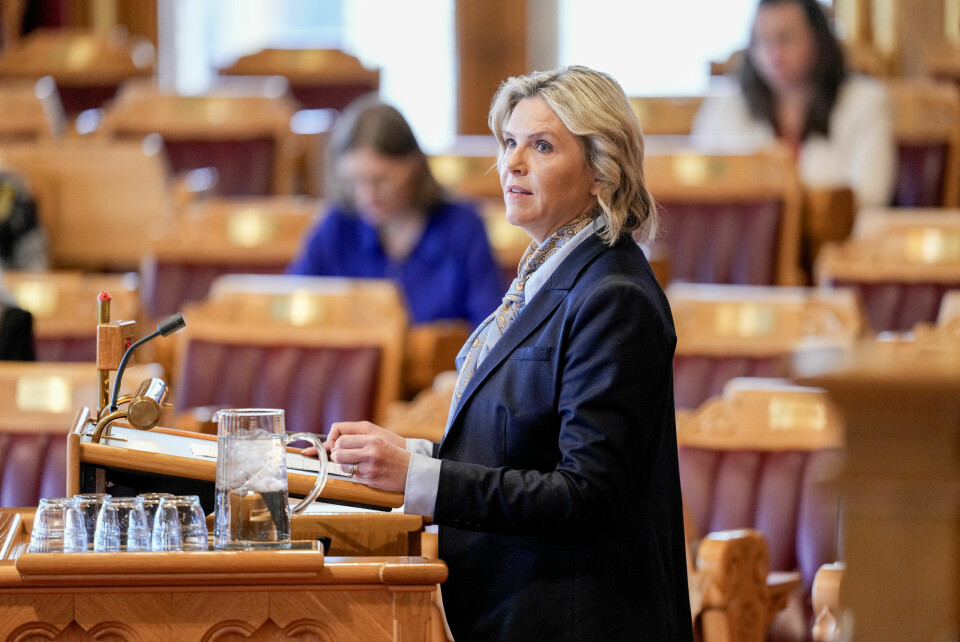Frp-leder Sylvi Listhaug tar til orde for å redusere poseavgiften. Frp-leder Sylvi Listhaug kaller forslaget blodig urettferdig. Foto: Cornelius Poppe / NTB