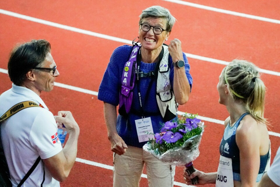 Ingrid Kristiansen og Therese Johaug under Impossible Games 2020 på Bislett der Johaug løp 10.000 meter.(Lise Åserud/NTB) Ingrid Kristiansen og Therese Johaug under Impossible Games 2020 på Bislett.