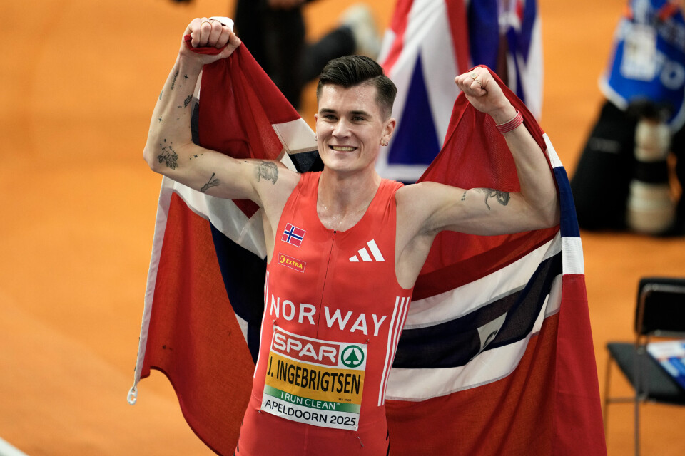Jakob Asserson Ingebrigtsen etter EM-gullet på 3000 meter i Nederland nylig Jakob Asserson Ingebrigtsen etter EM-gullet på 3000 meter i Nederland nylig. Foto: Beate Oma Dahle / NTB
