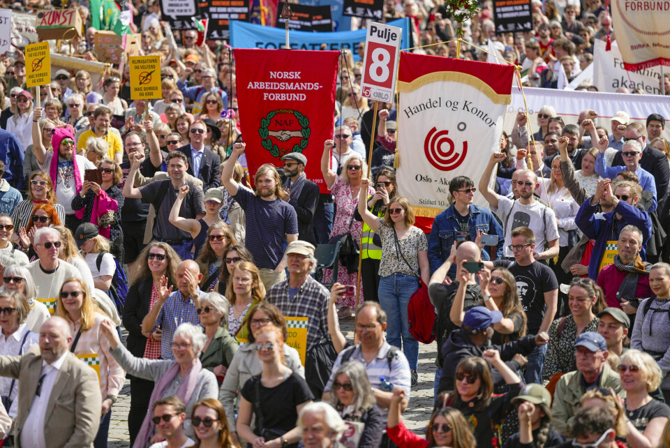 Mellom 8.000 og 10.000 folk møtte opp til 1. mai-markeringen på Youngstorget, Oslo i fjor. Mellom 8.000 og 10.000 folk møtte opp til 1. mai-markeringen på Youngstorget, Oslo i fjor.