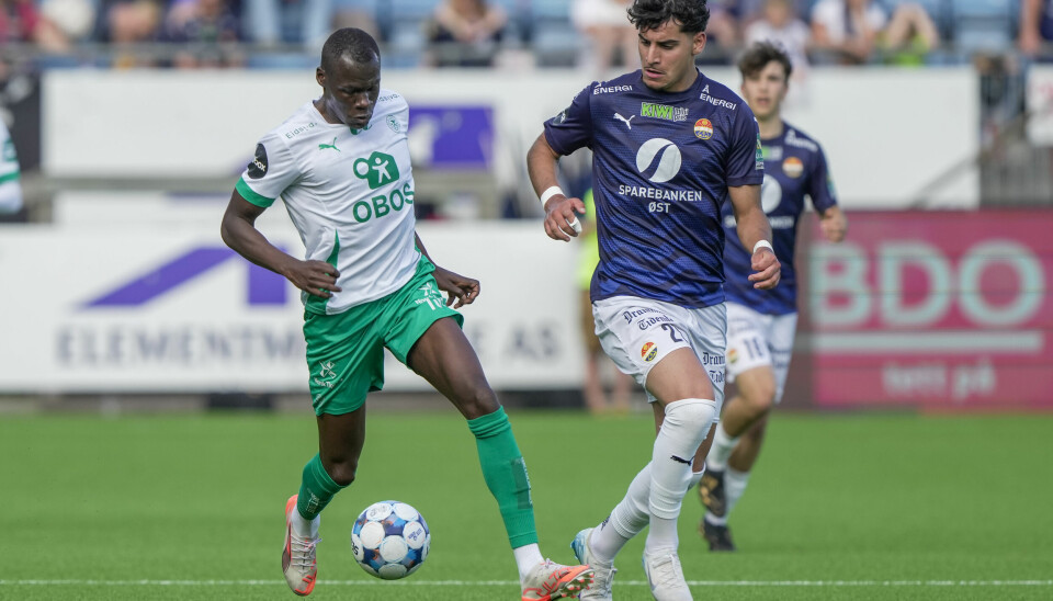 HamKams Moses Mawa og Strømsgodsets Marko Farji under eliteseriekampen i fotball mellom Strømsgodset og Hamkam på Marienlyst stadion. HamKams Moses Mawa og Strømsgodsets Marko Farji under eliteseriekampen i fotball mellom Strømsgodset og Hamkam på Marienlyst stadion.