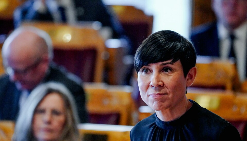 Ine Eriksen Søreide (H) vil la norske forsvarsprodusenter teste våpendroner i Norge. Oslo 20250319. Ine Marie Eriksen Søreide (H) under Stortingets spørretime onsdag. Foto: Ole Berg-Rusten / NTB