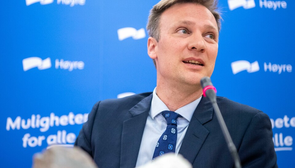 Oslo 20230509. Bård Ludvig Thorheim fra energi- og miljøkomiteen i Høyre under presentasjonen av Høyres nye mineralstrategi. Foto: Annika Byrde / NTB Oslo 20230509. Bård Ludvig Thorheim fra energi- og miljøkomiteen i Høyre under presentasjonen av Høyres nye mineralstrategi. Foto: Annika Byrde / NTB