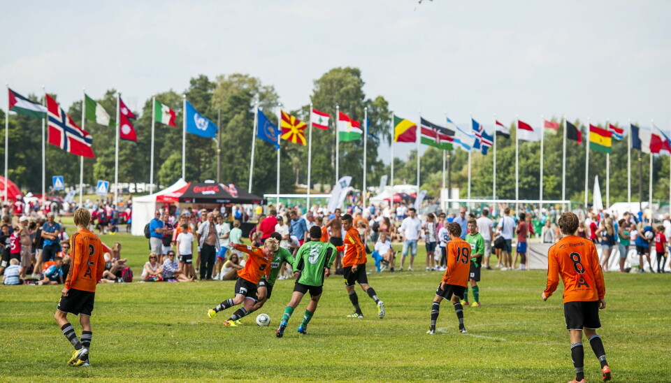 Fotballkamp under Norway Cup på Ekeberg i 2013.