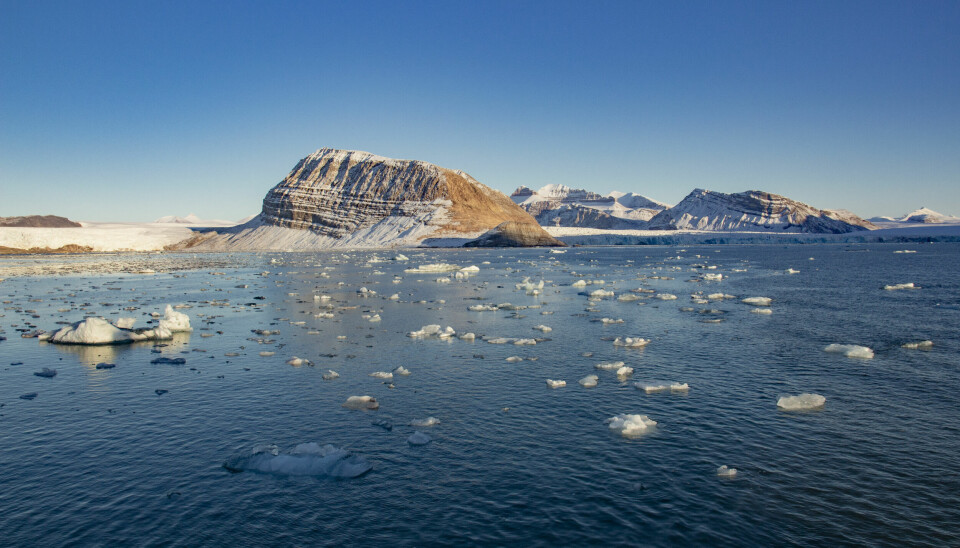 Ny-Ålesund 20180918.
Smeltende is fra isbreer som kalver ut i Kongsfjorden ved Ny-Ålesund på Svalbard.