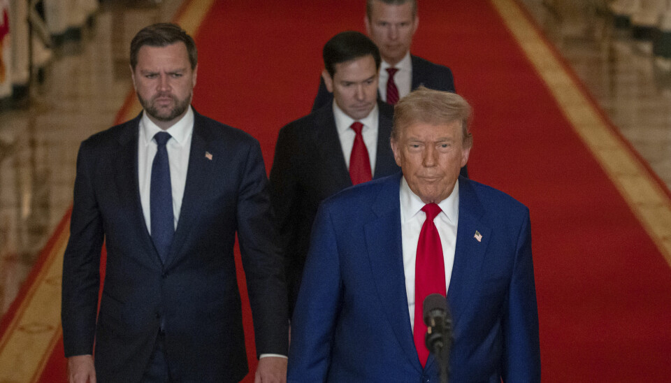 President Donald Trump med visepresident J.D. Vance, utenriksminister Marco Rubio og forsvarsminister Pete Hegseth.