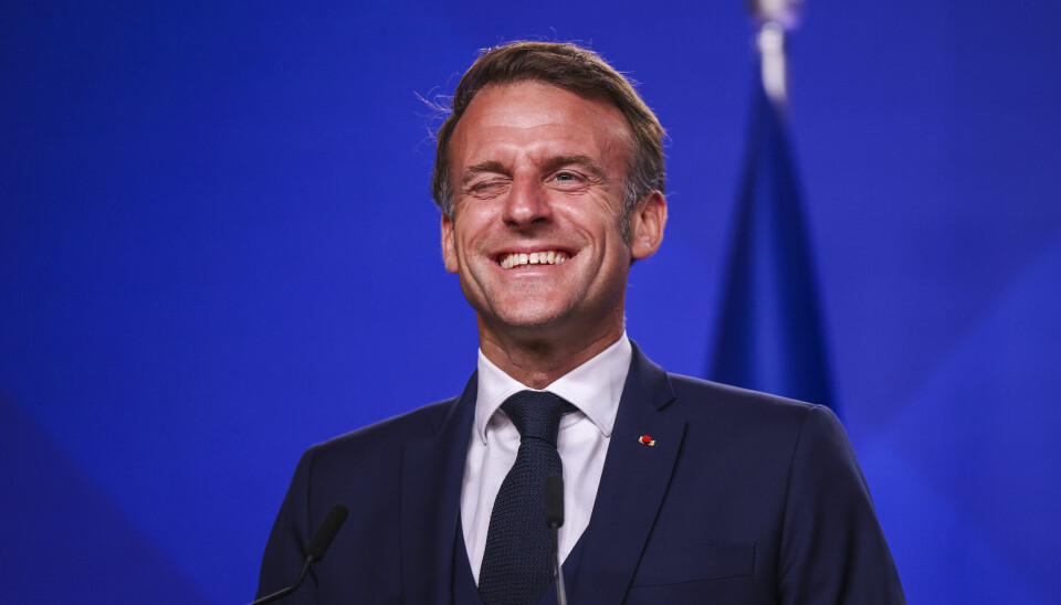 Frankrikes president Emmanuel Macron forsøkte seg på et innsalg av Frankrikes fregatter under pressekonferansen.