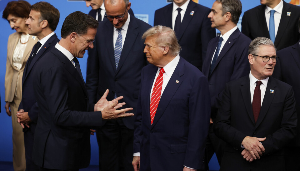 Rutte roste Trump for innsatsen sin både i Nato og Midtøsten før toppmøtet. Bildet er tatt i forbindelse med fellesbilde av alle Nato-landenes ledere.
