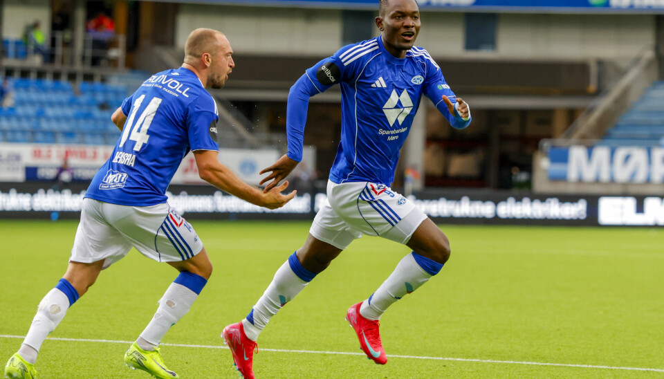 Moldes Jalal Abdullai feirer sin scoring.