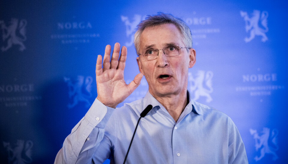 Finansminister Jens Stoltenberg på pressekonferanse i forbindelse med budsjettarbeidet for 2026.