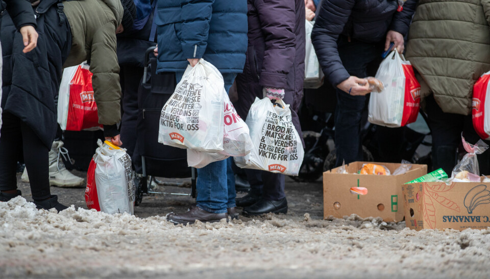 Matutdeling utenfor Fattighuset før jul 2023.